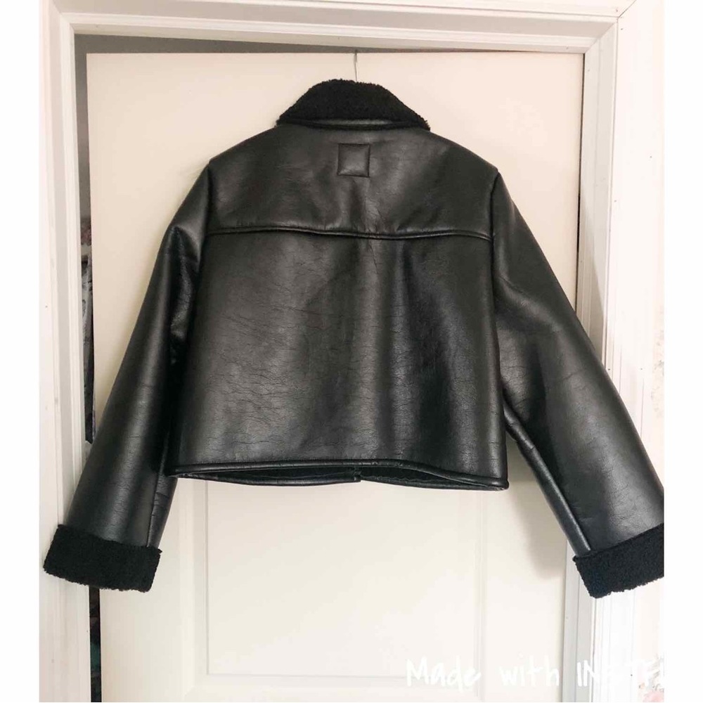 Zara Faux Leather Lined with Faux Shearling Jacket - Picture 15 of 16
